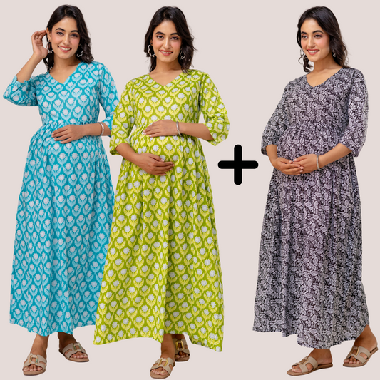 Buy 2 Get 1 Free - Deep Pockets, Hidden Feeding Zip & Adjustable Belt - Green Cyan & Black