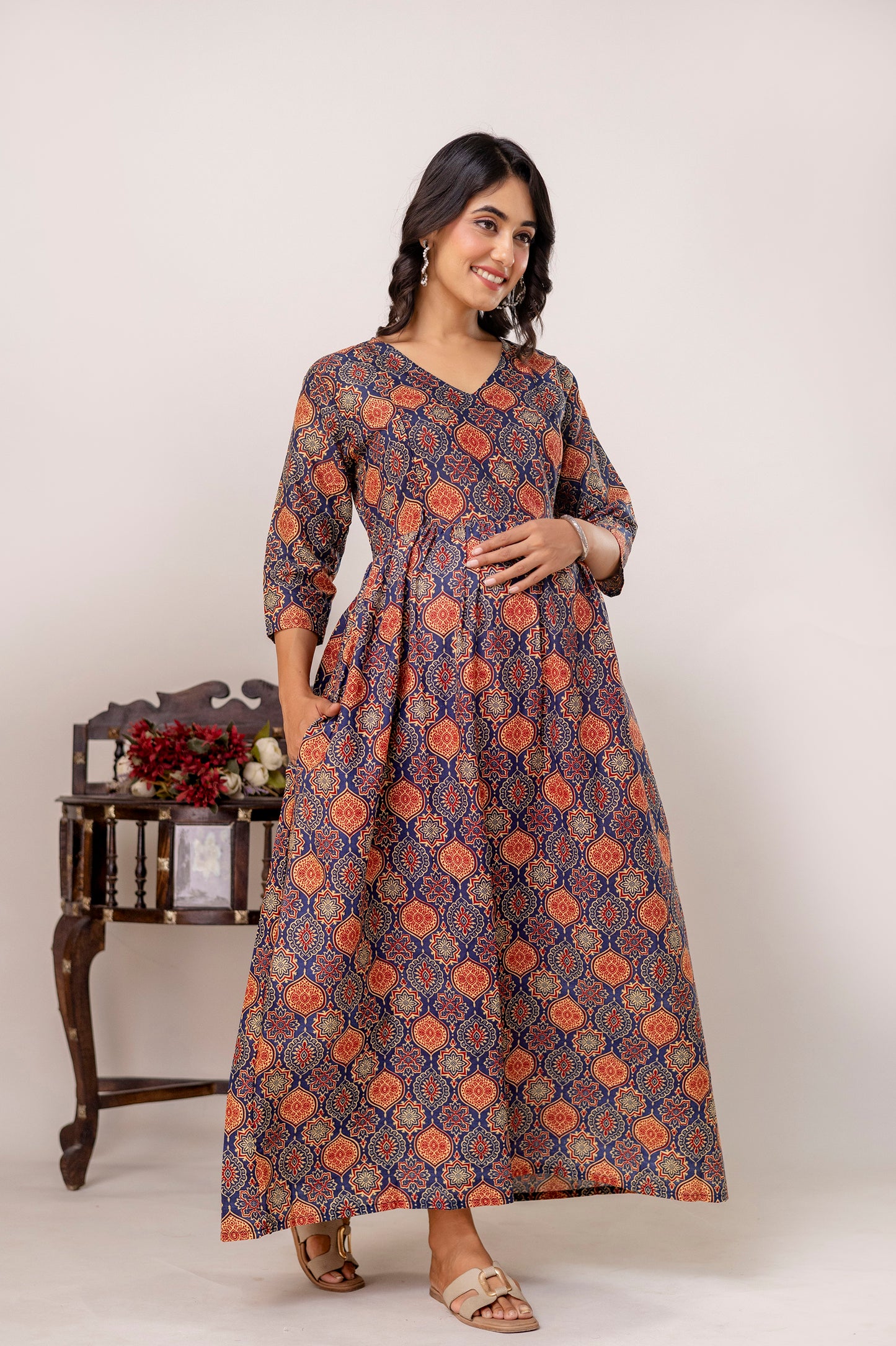 Buy 2 Get 1 Free - Deep Pockets, Hidden Feeding Zip & Adjustable Belt - Green, Purple & Mughal Blue