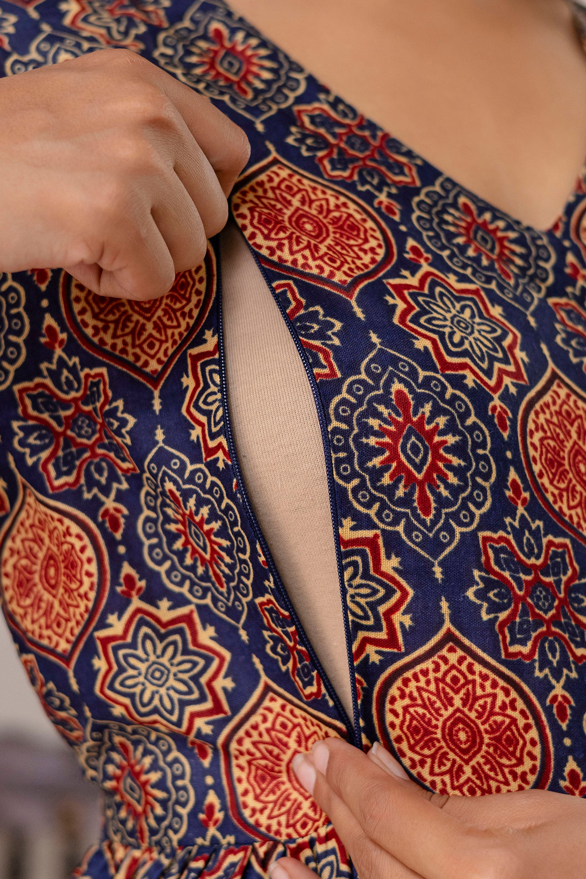 Buy 2 Get 1 Free - Deep Pockets, Hidden Feeding Zip & Adjustable Belt - Green, Purple & Mughal Blue