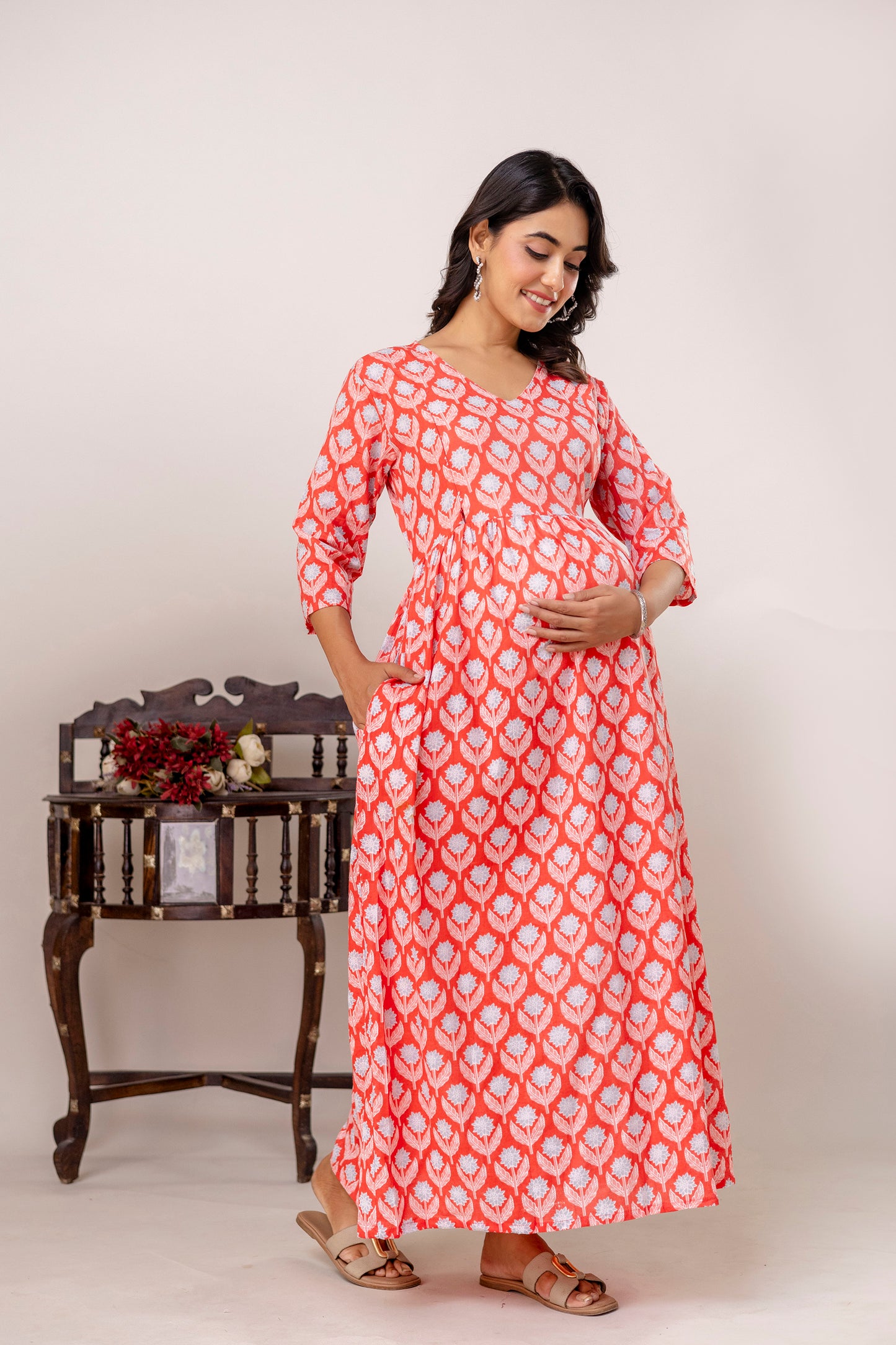 Buy 2 Get 1 Free - Deep Pockets, Hidden Feeding Zip & Adjustable Belt - Orange, Slim Red, Mughal Blue