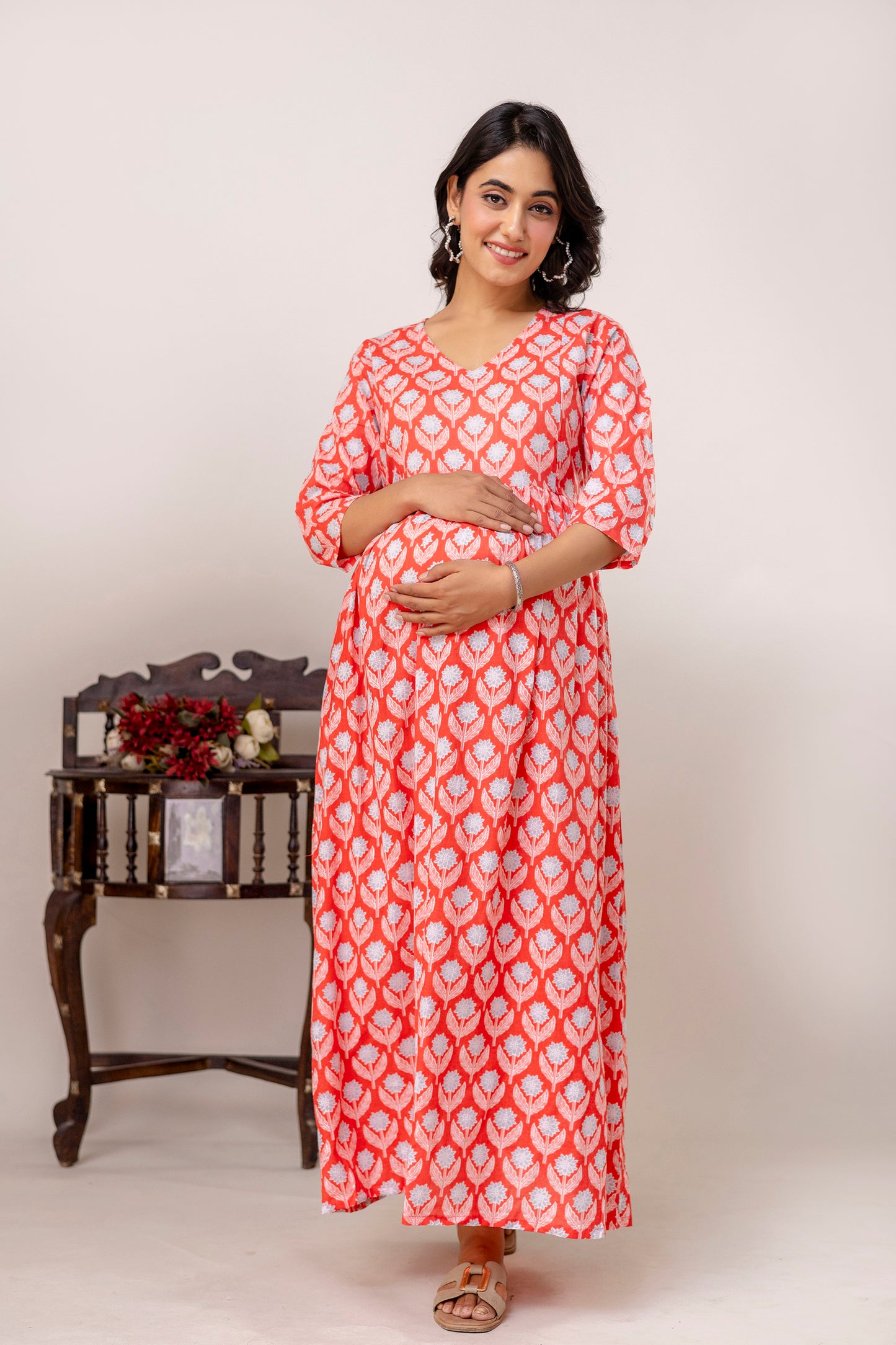 Buy 2 Get 1 Free - Deep Pockets, Hidden Feeding Zip & Adjustable Belt - Orange, Slim Red, Mughal Blue