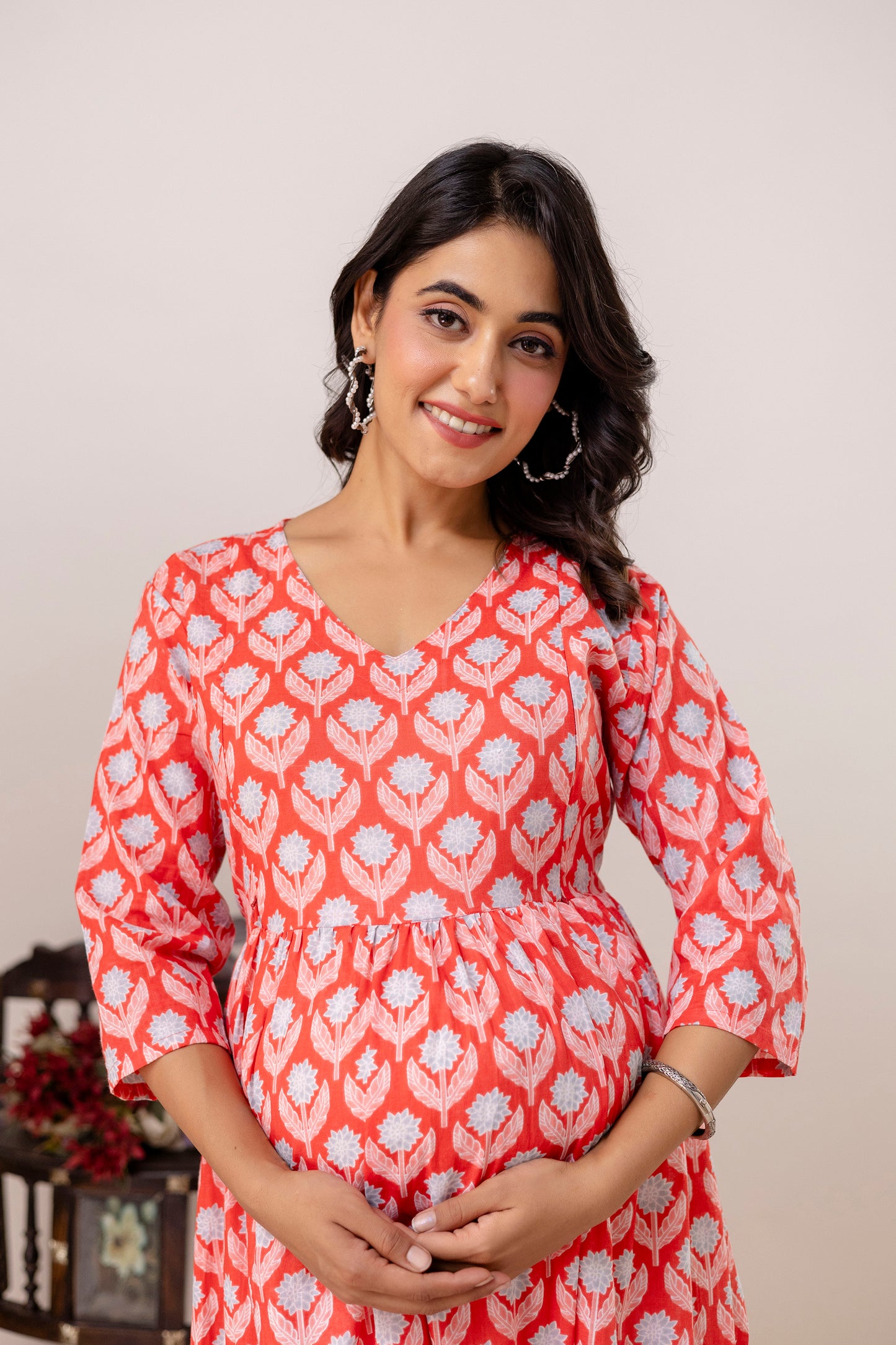 Buy 2 Get 1 Free - Deep Pockets, Hidden Feeding Zip & Adjustable Belt - Orange, Slim Red, Mughal Blue