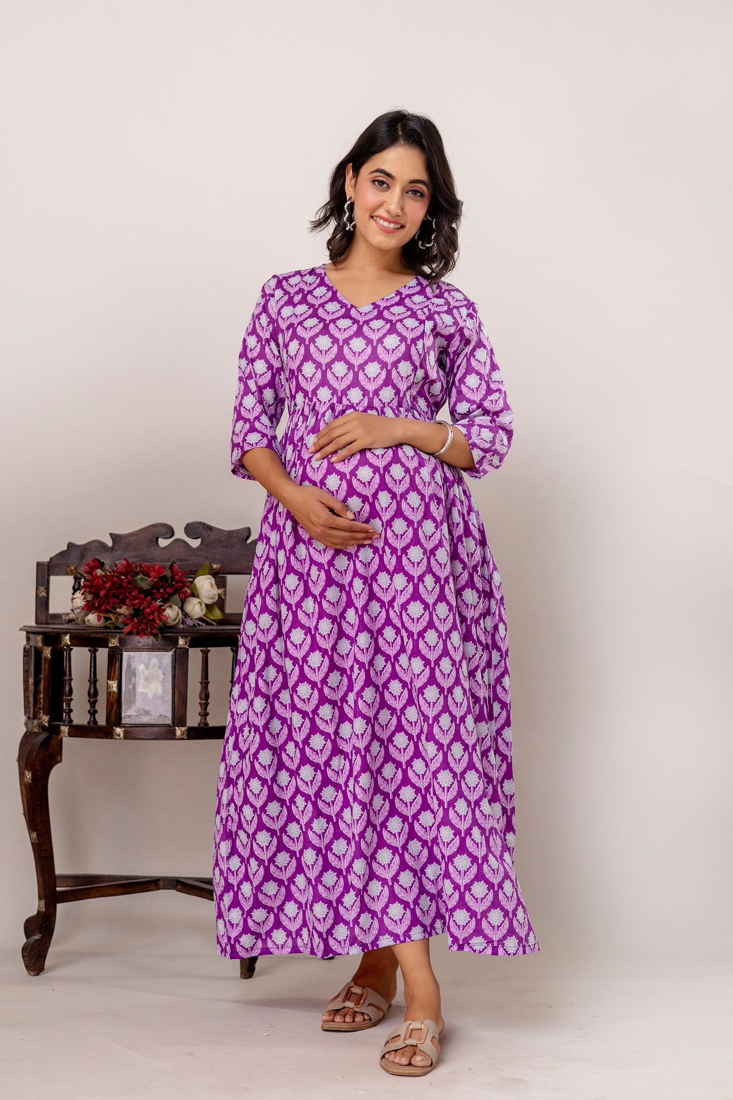 Buy 2 Get 1 Free - Deep Pockets, Hidden Feeding Zip & Adjustable Belt - Green, Purple & Mughal Blue