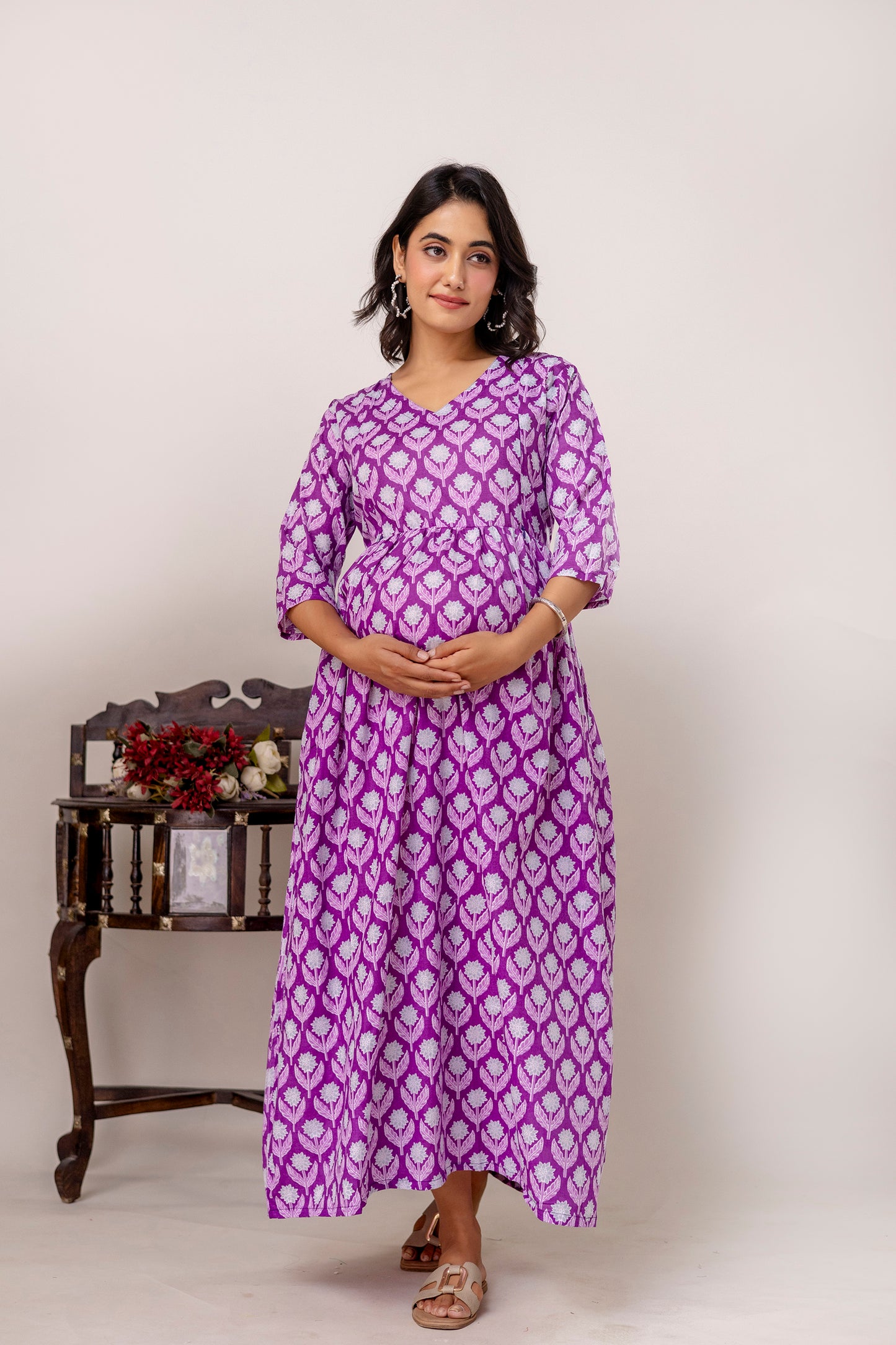 Buy 2 Get 1 Free - Deep Pockets, Hidden Feeding Zip & Adjustable Belt - Green, Purple & Mughal Blue