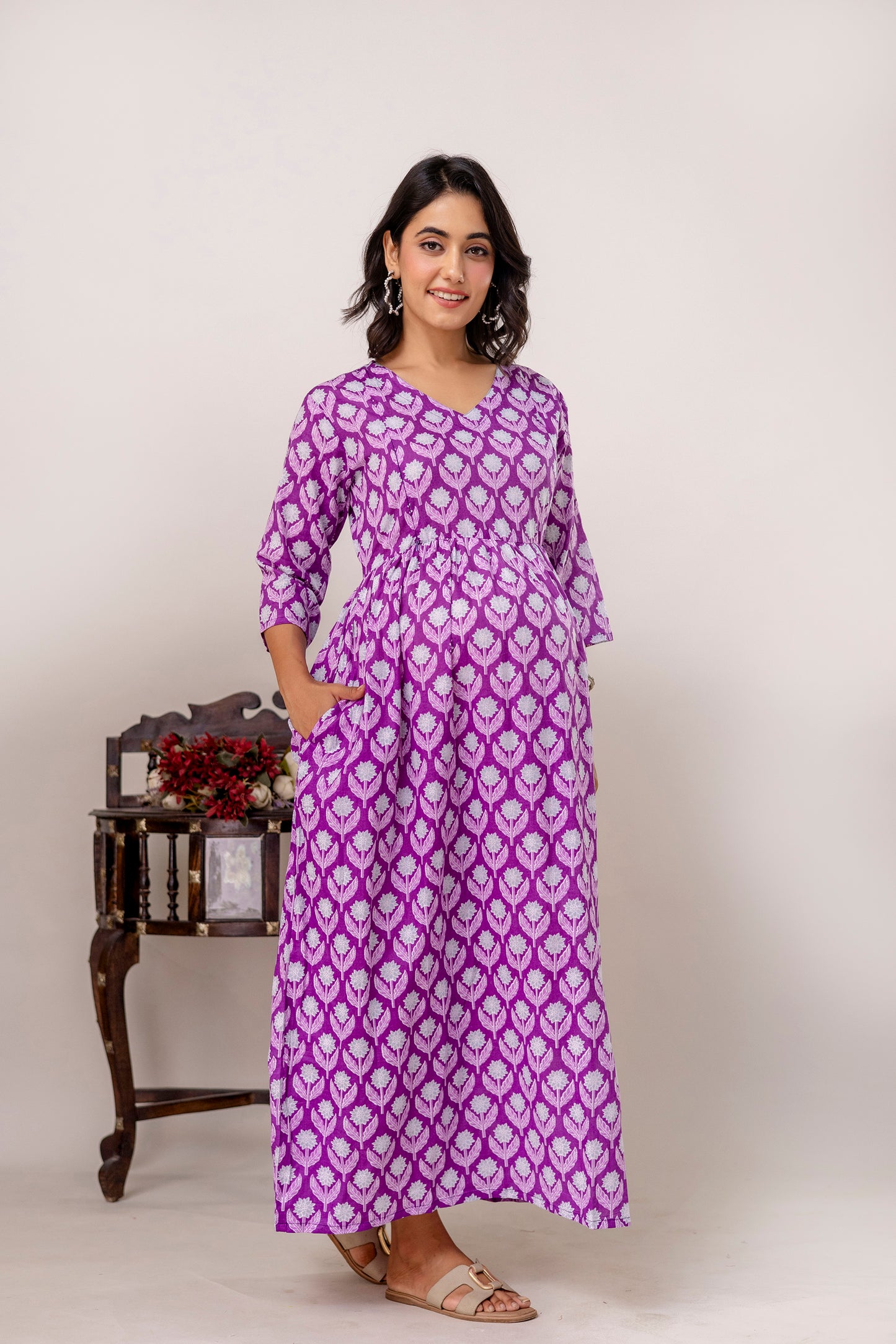 Buy 2 Get 1 Free - Deep Pockets, Hidden Feeding Zip & Adjustable Belt - Green, Purple & Mughal Blue