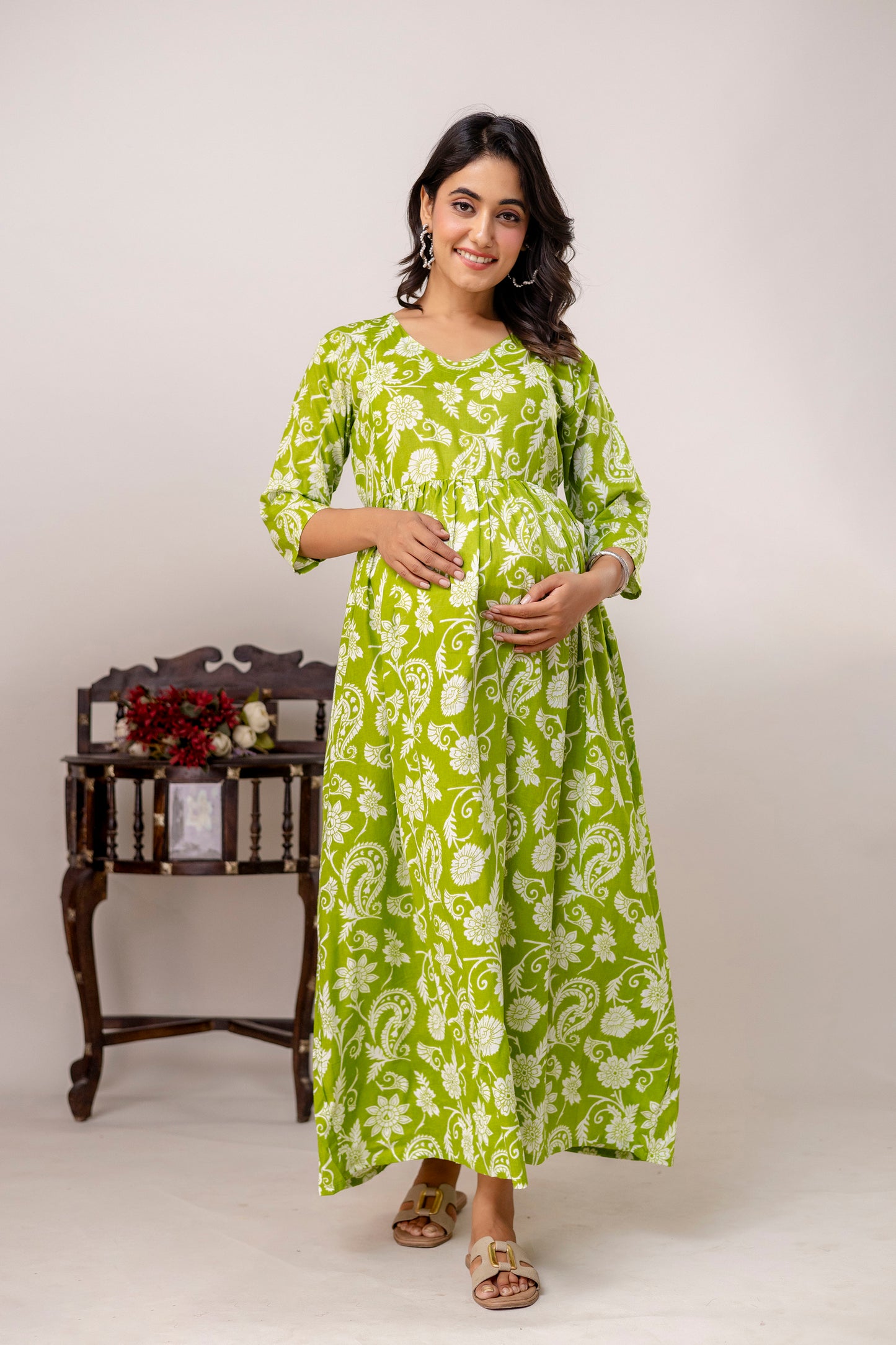 Buy 2 Get 1 Free - Deep Pockets, Hidden Feeding Zip & Adjustable Belt - Green, Cyan & Mughal Red