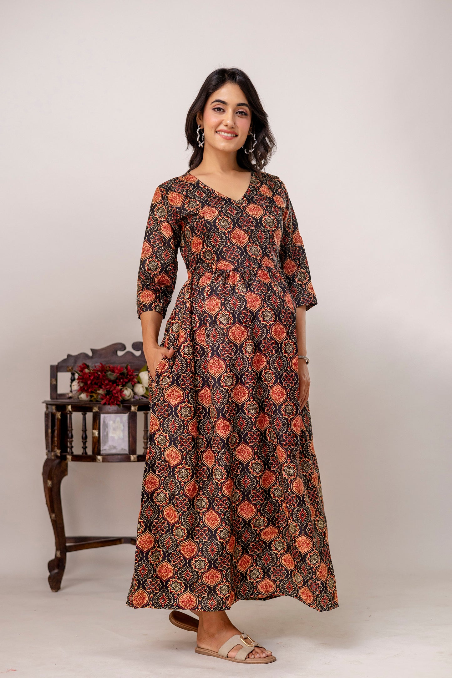 Buy 2 Get 1 Free - Deep Pockets, Hidden Feeding Zip & Adjustable Belt - Mughel Black, Red & Mustered