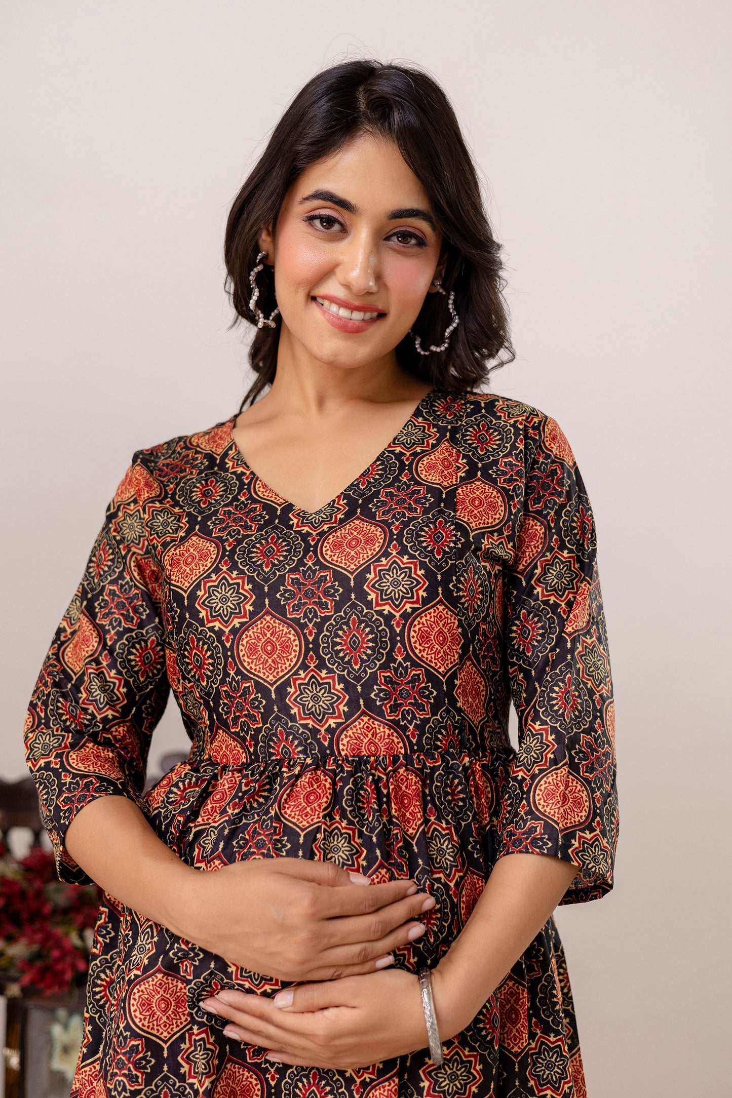 Buy 2 Get 1 Free - Deep Pockets, Hidden Feeding Zip & Adjustable Belt - Mughel Black, Red & Mustered