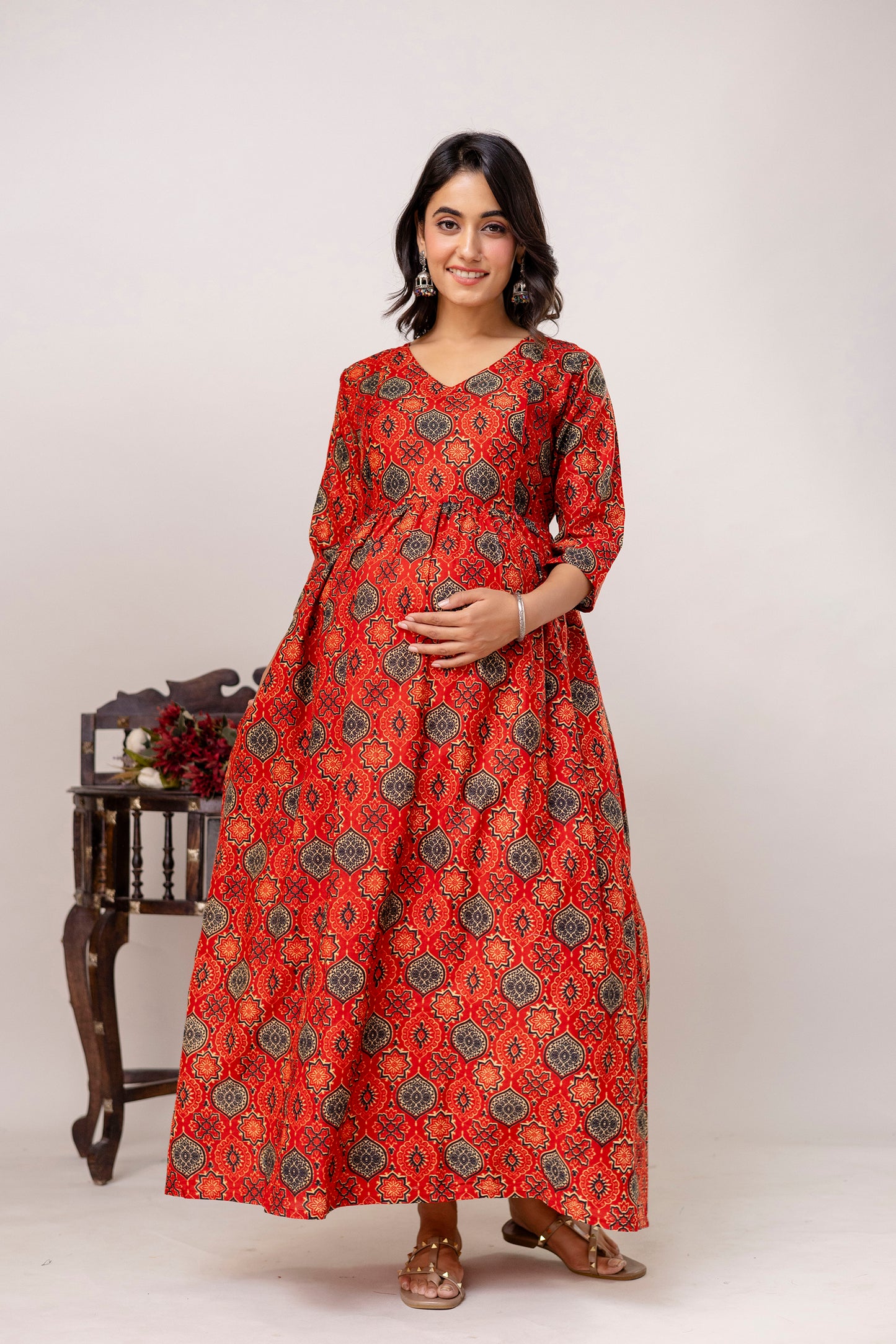 Buy 2 Get 1 Free - Deep Pockets, Hidden Feeding Zip & Adjustable Belt - Green, Cyan & Mughal Red