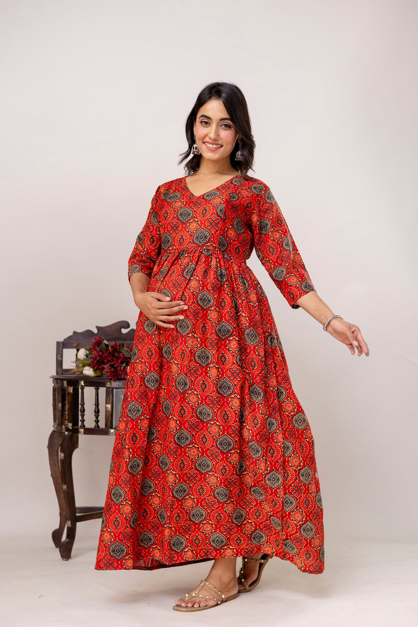 Buy 2 Get 1 Free - Deep Pockets, Hidden Feeding Zip & Adjustable Belt - Green, Cyan & Mughal Red