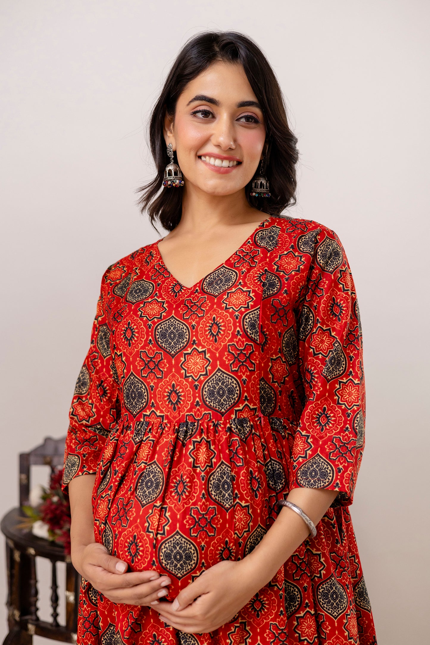 Buy 2 Get 1 Free - Deep Pockets, Hidden Feeding Zip & Adjustable Belt - Green, Cyan & Mughal Red