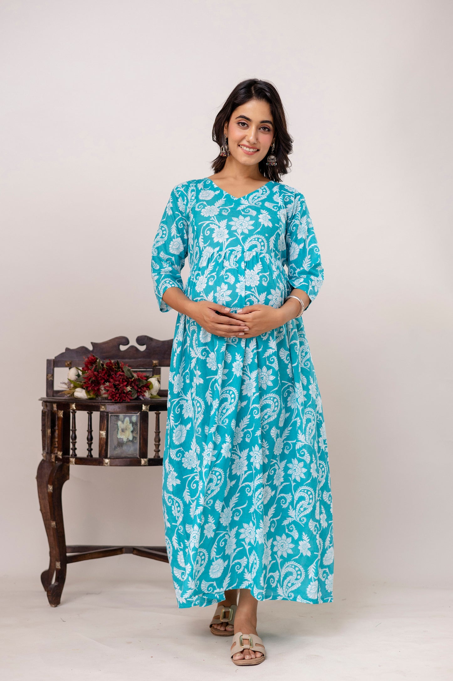 Buy 2 Get 1 Free - Deep Pockets, Hidden Feeding Zip & Adjustable Belt - Green, Cyan & Mughal Red