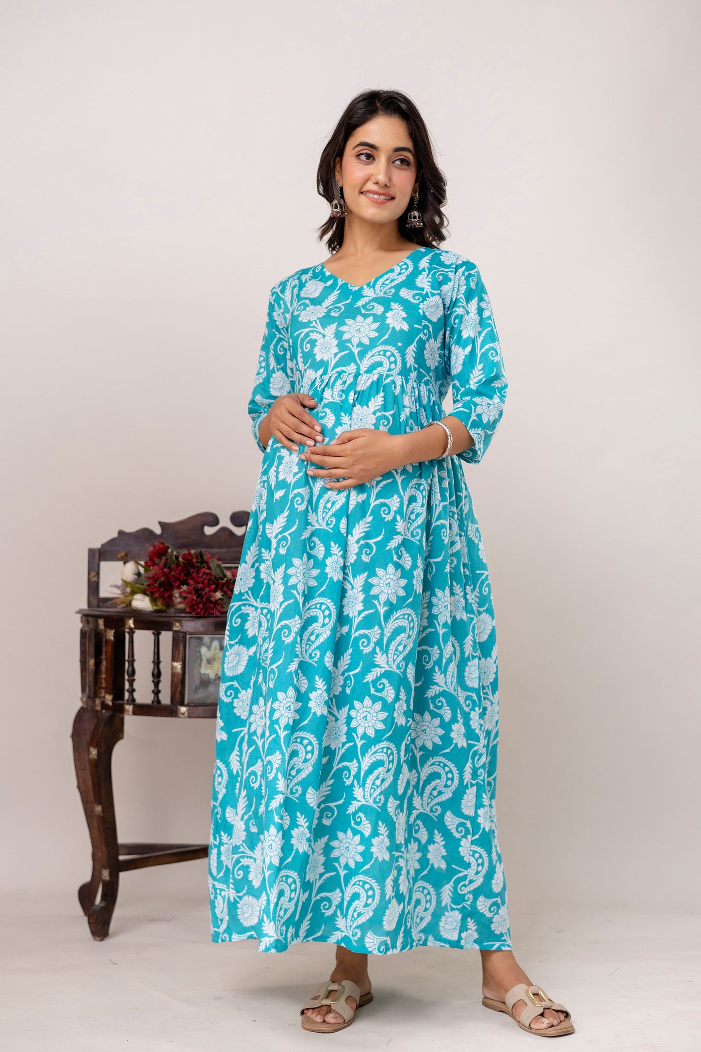 Buy 2 Get 1 Free - Deep Pockets, Hidden Feeding Zip & Adjustable Belt - Green, Cyan & Mughal Red