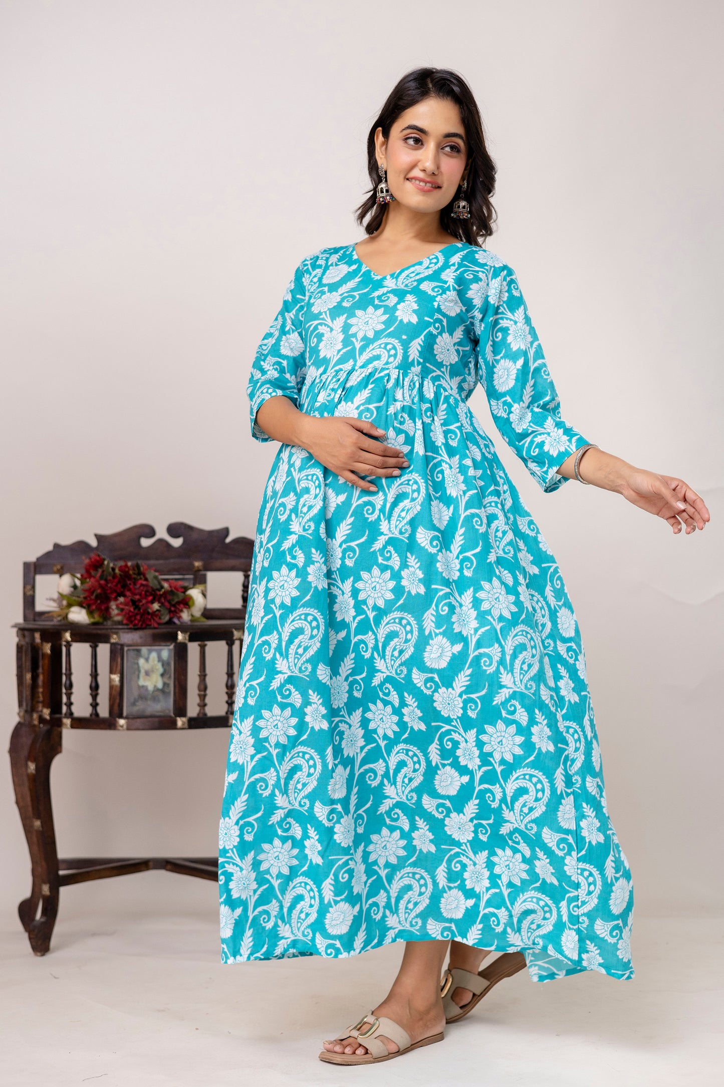 Buy 2 Get 1 Free - Deep Pockets, Hidden Feeding Zip & Adjustable Belt - Green, Cyan & Mughal Red