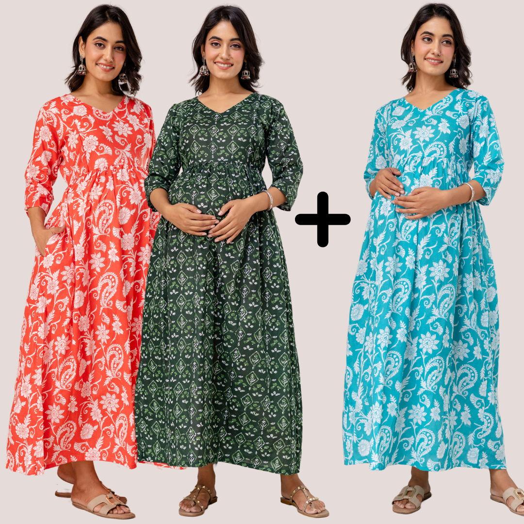 Buy 2 Get 1 Free - Deep Pockets, Hidden Feeding Zip & Adjustable Belt - Orange, Cyan & Slim Green
