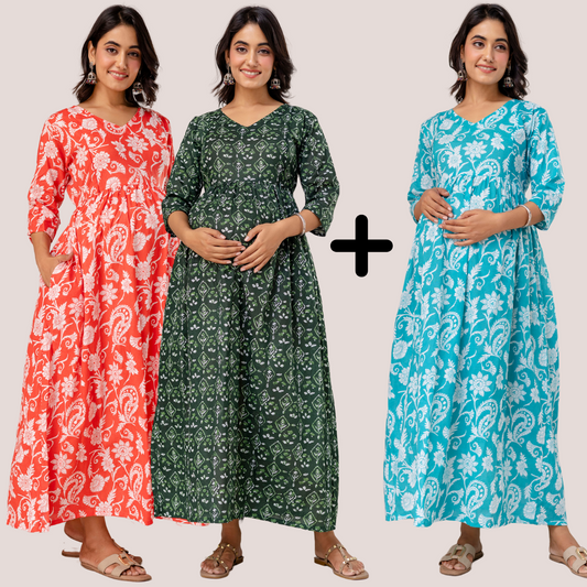 Buy 2 Get 1 Free - Deep Pockets, Hidden Feeding Zip & Adjustable Belt - Orange, Cyan & Slim Green