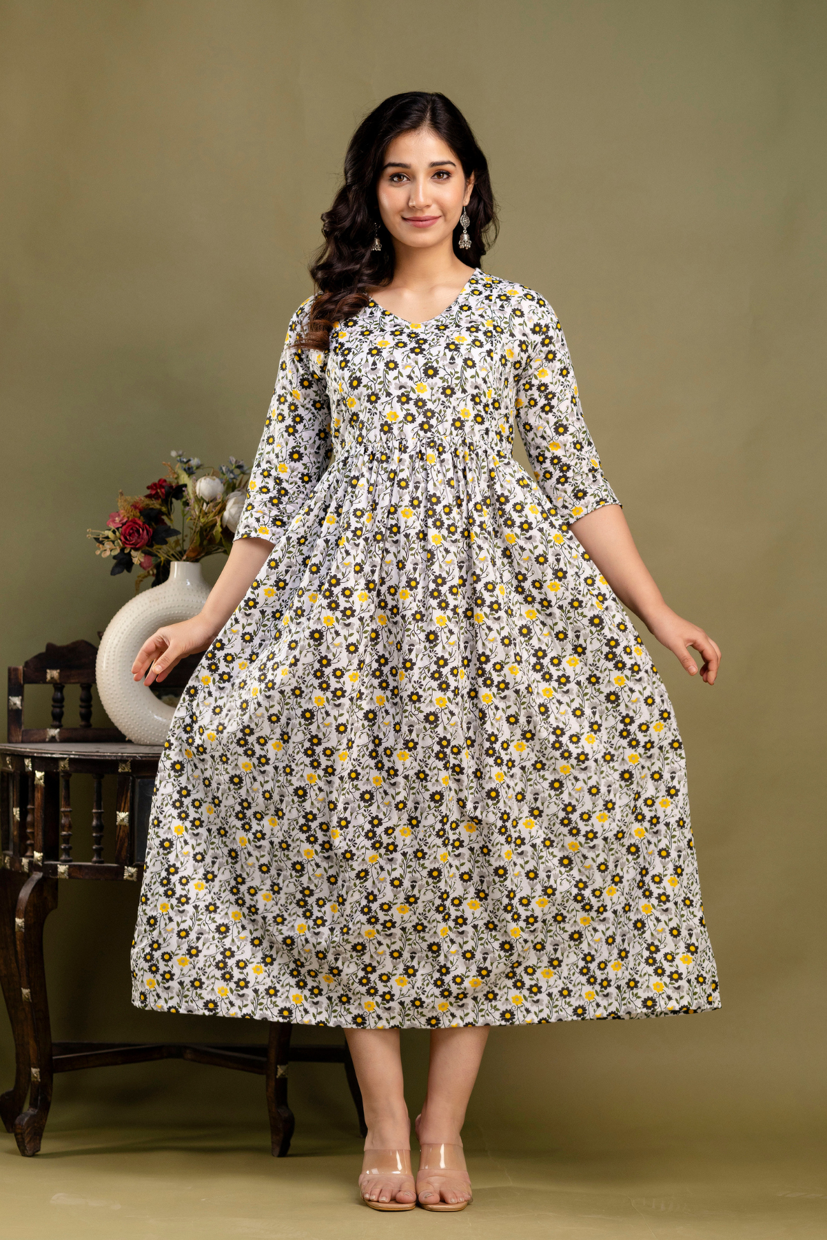 Pure Cotton Maternity Dress With Both-Side Hidden Zip - Bee Sunshine